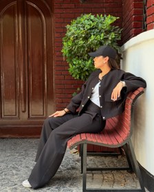 تصویر بامبر و شلوار کرپ دیپلمات مغزی دوزی شده فری سایز 