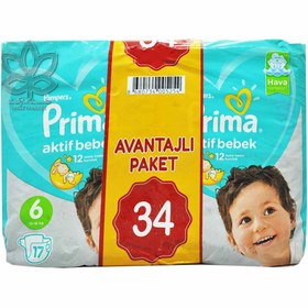 تصویر پوشک بچه نوباوه ۳۴ عدد سایز ۶ پریما پمپرز – pampers 