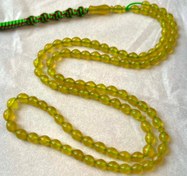 تصویر تسبیح شاه مقصود زرد طلایی کابلی افغان اصل و کهنه ،نخ نما آبدار قواره تاجری کد ۳۵۹ 