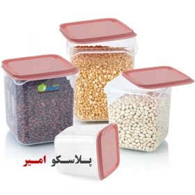 تصویر جاحبوباتی مربع اپل تاپ (4عددی) Food Container