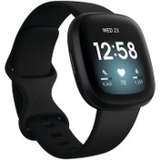 تصویر ساعت هوشمند فیت بیت Versa 3 با بدنه آلومینیومی مشکی Versa 3 Black Aluminum Case