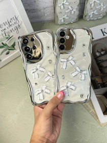 تصویر قاب گوشی کرومی پاپیون برجسته شاینی برای آیفون، سامسونگ و شیائومی Shiny embossed bowknot chrome phone case for iPhone, Samsung and Xiaomi