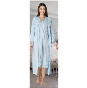تصویر زنانه طرح توری آستین آبی برند Effort Pijama کد 1617069242 