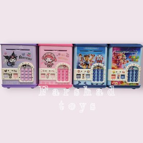 تصویر اسباب بازی قلک مدل گاو صندق رمز دار اثرانگشتی موزیکال وارداتی در 8 طرح آیتم 3015 - کرومی 