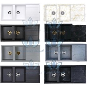 تصویر سینک ظرفشویی گرانیتی توکار دو لگن لوتوس Lotus double basin granite sink