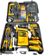 تصویر دریل شارژی چکشی طرح دیوالت با پک کامل ابزار مدل dw24v 