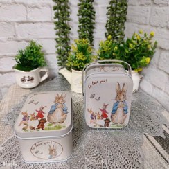 تصویر جعبه فلزی دسته دار طرح خرگوش 