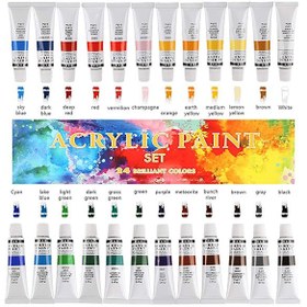 تصویر ست رنگ‌آمیزی آبرنگ 24 تکه 12 میلی‌لیتر برند h&b 24-Piece Water Colour Paint Set 12ml