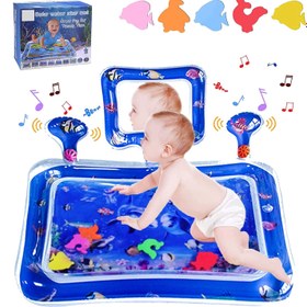 تصویر سفره آکواریومی (واتر مت) با جغجغه و آینه Tummy Time inflatable Water Mat