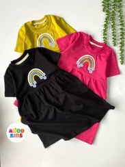 تصویر سارافون نخ پنبه دخترانه مدل رنگین کمون 