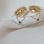 تصویر انگشتر میناکاری - سفید نقطه ای 