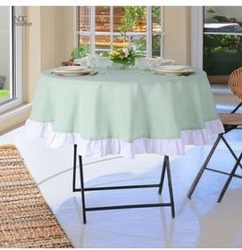 تصویر رومیزی سبز سفره سفید پارچه ای رنگ NDC HOME 