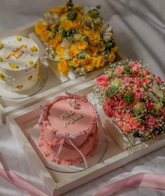 تصویر پک گل و کیک تولد دخترانه 