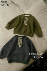 تصویر بلوز دورس خزدار بچه‌گانه مدل 7863 سایز ۸ تا ۱۰ سال سبز زیتونی 