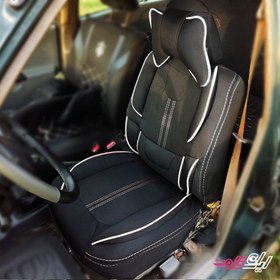 تصویر روکش صندلی پراید۱۳۱و۱۳۲برزنتی مدل گوچی فول طبی خلبانی باجای موبایلی پدطبی سروگودی کمرمتریال عالی مناسب ۱۳۱و۱۳۲ 