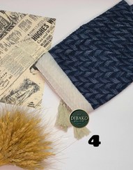 تصویر شال پلیسه طرح‌دار سرمه‌ای - ۴ 