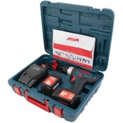 تصویر دریل پیچ گوشتی شارژی چکشی آروا مدل 5843 ظرفیت ۱۸ ولت با ۲ باتری اتوماتیک 