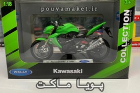 تصویر ماکت موتور سنگین فلزی کاوازاکی Z1000 ویلی 1:18 - سبز Kawasaki Z1000