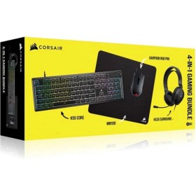 تصویر باندل گیمینگ هدست و کیبورد و ماوس و ماوس پد کورسیر CORSAIR 4 in 1 Gaming Bundle