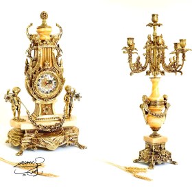 تصویر ساعت و شمعدان برنزی کد 1625 