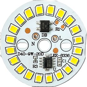 تصویر ال ای دی 9 وات 220 ولت سفید آفتابی قطر 40 میلیمتر 