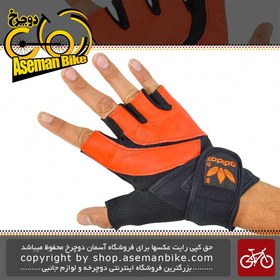 تصویر دستکش دوچرخه آدیداس نیم انگشت مشکی نارنجی Adidas Bicycle Gloves Half Finger 