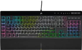 تصویر کیبوردگیمنگ کورسیر K55 RGB PRO XT Corsair K55 RGB PRO XT Gaming Keyboard with Membrane Keys, RGB Dynamic Backlight, 6 Macro Keys with Integration Elgato Software, Dust and Spill Resistance, QWERTY, Black