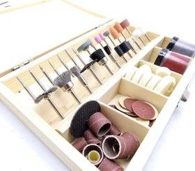 تصویر مجموعه مته فرز انگشتی اوکی جعبه چوبی ۱۰۰ عددی مدل OK-2010 