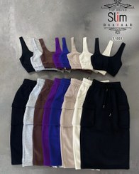 تصویر ست کراپ و دامن کارگو 