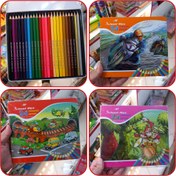 تصویر مدادرنگی 24 رنگ AF SCHOOLMAX جعبه فلز 