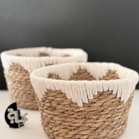 تصویر سبد حصیری گرد سه عددی 