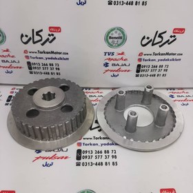 تصویر چهار شاخ کلاچ ( دیسک ) زیر و رو موتور پالس LS 135 ال اس و NS 150 ان اس 