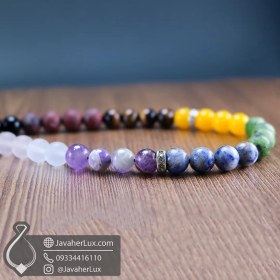 تصویر تسبیح هفت سنگ چاکرا پلاس جواهر لوکس 7 Chakra Mala _ کد : 500090 