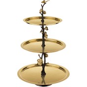 تصویر شیرینی خوری 3 طبقه گلدکیش طرح دلاریس رنگ طلایی کد GK834045-1 