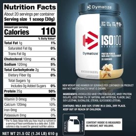 تصویر پروتئین وی ایزوله دایماتیز (Whey Dymatize Iso 100 (610g 