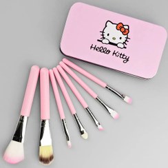 تصویر ست براش آرایشی 7 تکه هلو کیتی با جعبه فلزی - صورتی HELLO KITTY 7 PCS Mini brush kit