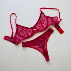 تصویر ست سوتین و شورت تور پلنگی زنانه- کد S47 