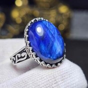 تصویر انگشتر نقره روس با سنگ چشم ببر معدنی کد 36573 