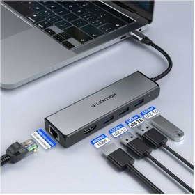 تصویر هاب و داک استیشن USB-C پنج پورت لنشن مدل C25 Lention C25 5-in-1 USB Type-C Multifunction Docking Station