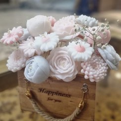 تصویر باکس گل شمع بابونه الاله چوبی 