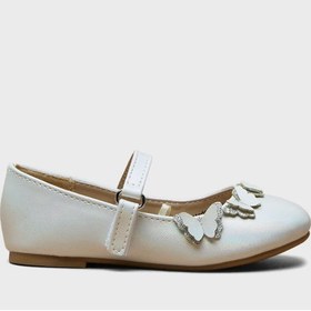 تصویر کفش باله دخترانه با جزئیات پروانه و چسبی برند shoexpress Kids Velcro Butterfly Detail Ballerinas