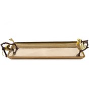 تصویر سینی آنیکا فلزی مستطیل کوچک شاخه قهوه ای برند ریتون 