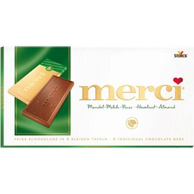 تصویر شکلات فندق و بادام مرسی merci حجم 100 گرم 