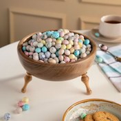 تصویر کاسه پذیرایی پایه فشنگی چوب گردو سایز کوچک 