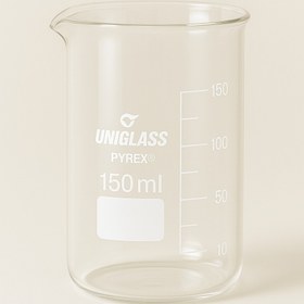 تصویر بشر شیشه ای 150 سی سی - یونی گلس Glass beaker 150cc - Uniglass