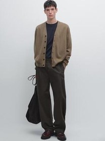 تصویر ژاکت جلو باز بافتنی یقه V پشمی ماسیمو دوتی Massimo Dutti 