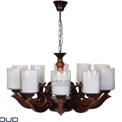 تصویر لوستر چوبی 10 شعله مدل آبنوس (موعود) فیلم مونتاژ و تولید مشابه این محصول در توضیحات 