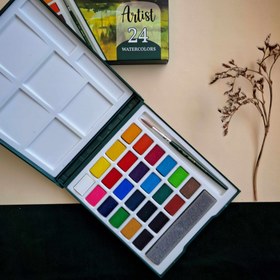 تصویر آبرنگ 24 رنگ آریا آرتیست 24 watercolors Aria Artist