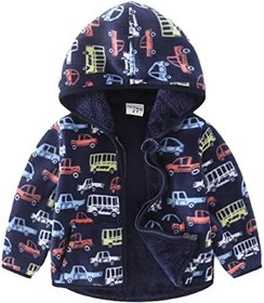 تصویر Leegosun Toddler Polar Fleece Jacket Hooded Baby Boys Girls Autumn Winter Long Sleeve Thick Warm Outerwear, Blue, 2-3T 