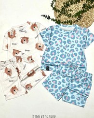 تصویر ست تیشرت شلوارک مادر و کودک - سایز۵ قدتیشرت:۴۹/پهنا:۳۷/قد شلوارک:۳۷ / طرح تدی 